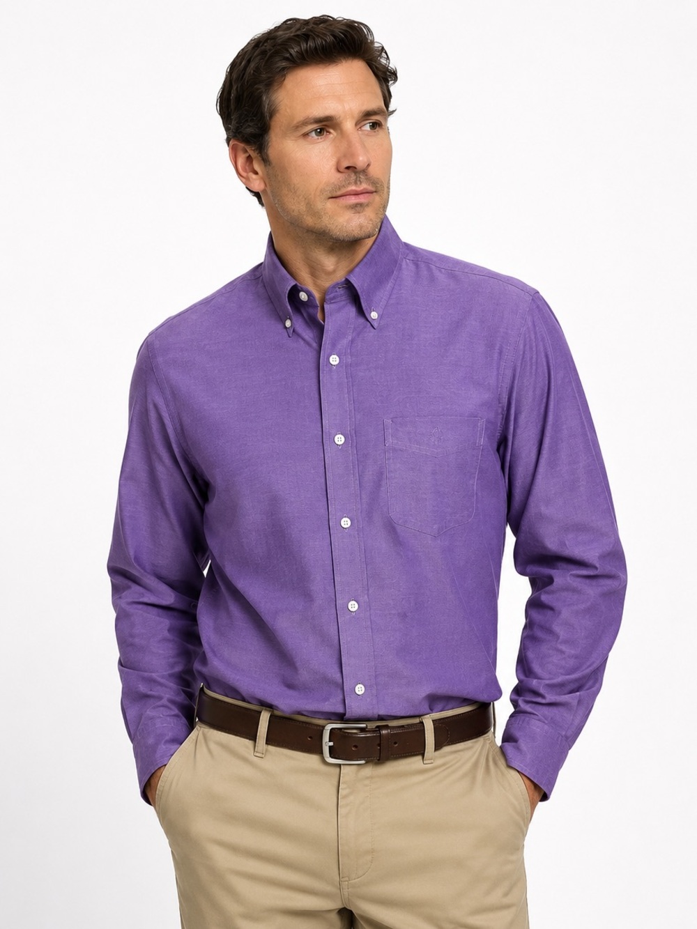 Brooks Brothers Makers Purple Pinstripe Button Down Shirt Mens 16 1/2 2 Cotton